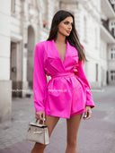Marynarka oversize z paskiem Różowa LADIES 