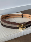 Pasek ze Skóry Naturalnej Zamszowy ze Złotą Klamrą Brązowy PINO