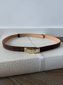 Pasek ze Skóry Naturalnej Zamszowy ze Złotą Klamrą Brązowy PINO