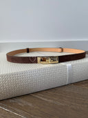 Pasek ze Skóry Naturalnej Zamszowy ze Złotą Klamrą Brązowy PINO