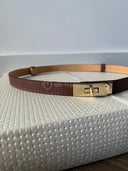 Pasek ze Skóry Naturalnej ze Złotą Klamrą Brązowy PINO 
