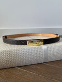 Pasek ze Skóry Naturalnej ze Złotą Klamrą Czekoladowy PINO