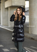 Pikowana kurtka z kapturem Czarna DELIA 