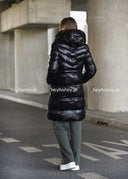 Pikowana kurtka z kapturem Czarna DELIA 