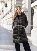 Pikowana kurtka z kapturem Khaki DELIA