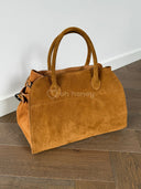 PRE-ORDER WYSYŁKA PO 06.10 Torebka Skóra Naturalna Zamszowa Duża Karmelowa EMMA