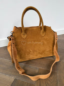 PRE-ORDER WYSYŁKA PO 06.10 Torebka Skóra Naturalna Zamszowa Duża Karmelowa EMMA