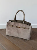 PRE-ORDER WYSYŁKA PO 06.10 Torebka Skóra Naturalna Zamszowa Duża Taupe REBEL
