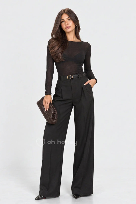 Spodnie Eleganckie Czarne TRIM ohhoney