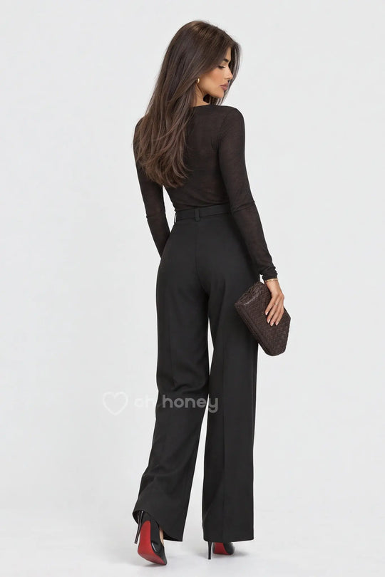 Spodnie Eleganckie Czarne TRIM ohhoney