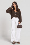 80% Kid Mohair Cardigan Sweater Sky Blue PUFF