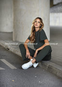 Spodnie dresowe bawełniane Khaki MADDIE  