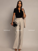 Spodnie Eleganckie z Wysokim Stanem Beżowe  ASTORIA II