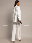 Spodnie Eleganckie z Wysokim Stanem Białe ASTORIA  