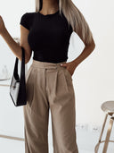 Spodnie eleganckie z wysokim stanem Camel STYLE CLASS