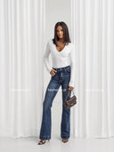 Spodnie Jeansowe Bootcut Ciemnoniebieskie ARDEN 