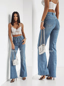 Spodnie Jeansowe Flare z Wysokim Stanem Niebieskie ALORA