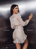 Sukienka błyszcząca mini Beżowa ELEGANT GLOW 