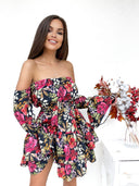 Sukienka LADY FLOWER BLACK-RED