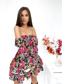 Sukienka LADY FLOWER BLACK-RED