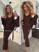 Sukienka Maxi Bawełniana Czekoladowa AMORA