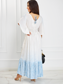 Sukienka Maxi Boho Biało-Błękitna DEVI