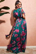 Sukienka Maxi w kwiatki Zielona MARGARET