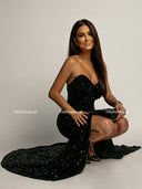 Sukienka Maxi z cyrkoniami Czarna LUXURY NIGHT