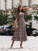 Sukienka Maxi z paskiem i opaską Brązowa MARITA  