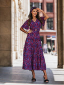 Sukienka Maxi z paskiem i opaską Fioletowa MARITA 