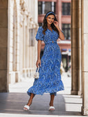 Sukienka Maxi z paskiem i opaską Niebieska MARITA 