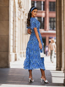 Sukienka Maxi z paskiem i opaską Niebieska MARITA 