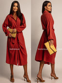 Sukienka Muślinowa Midi Wiązana Terracotta AMARIE