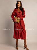 Sukienka Muślinowa Midi Wiązana Terracotta AMARIE