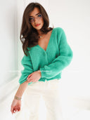Sweter Kardigan z Moherem Zielony SOREN 