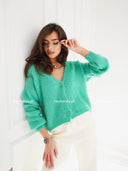 Sweter Kardigan z Moherem Zielony SOREN 