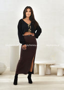 Sweter kardigan z wełną Czarny COZY CHIC 
