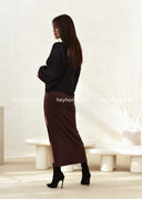 Sweter kardigan z wełną Czarny COZY CHIC 