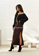 Sweter kardigan z wełną Czarny COZY CHIC 