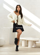 Sweter kardigan z wełną Jasnobeżowy COZY CHIC