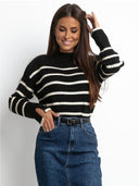 Sweter w paski Czarno-Beżowy CLASY 