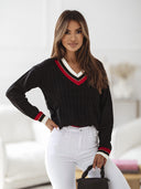 Sweter z dekoltem w serek Czarny ARMELLE 