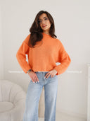 Sweter z Domieszką Baby Alpaki Pomarańczowy SELENA