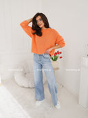 Sweter z Domieszką Baby Alpaki Pomarańczowy SELENA