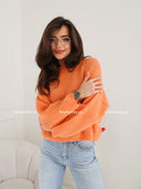 Sweter z Domieszką Baby Alpaki Pomarańczowy SELENA