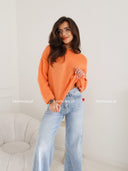 Sweter z Domieszką Baby Alpaki Pomarańczowy SELENA