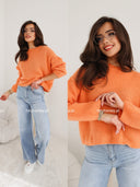 Sweter z Domieszką Baby Alpaki Pomarańczowy SELENA