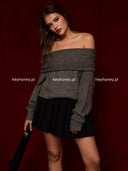 Sweter z odkrytymi ramionami z wiskozą Szary ORIANA