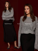 Sweter z ozdobnym splotem Szary NEMEA