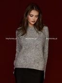 Sweter z ozdobnym splotem Szary NEMEA